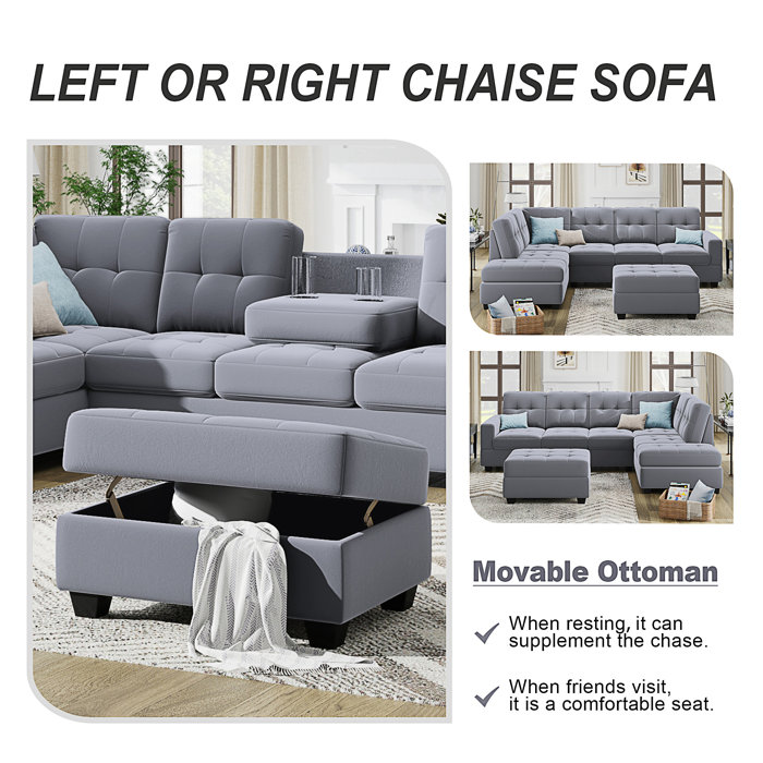 Latitude Run® 3 Piece Upholstered Sectional,modular sectional